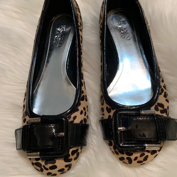 franco sarto leopard slides